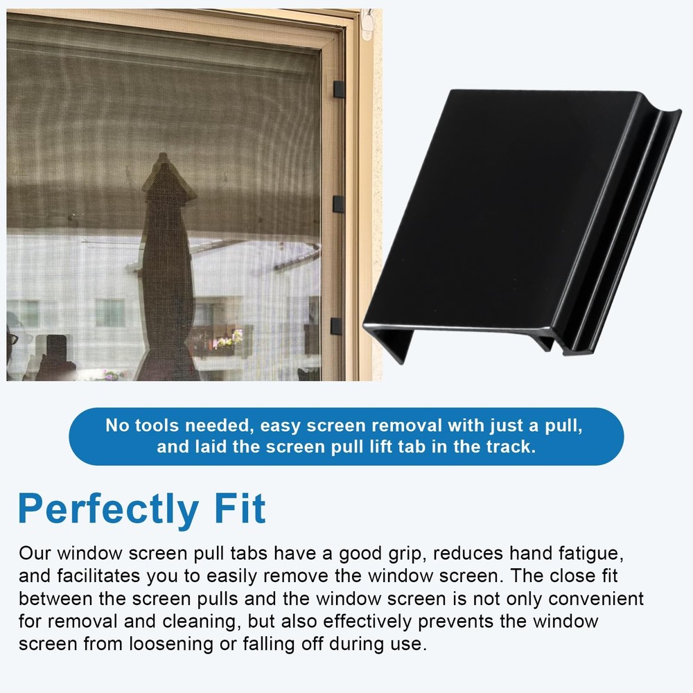 10 Pack Window Screen Pull Tabs, Window Screen Lift Tabs Replacement Flat Spl...