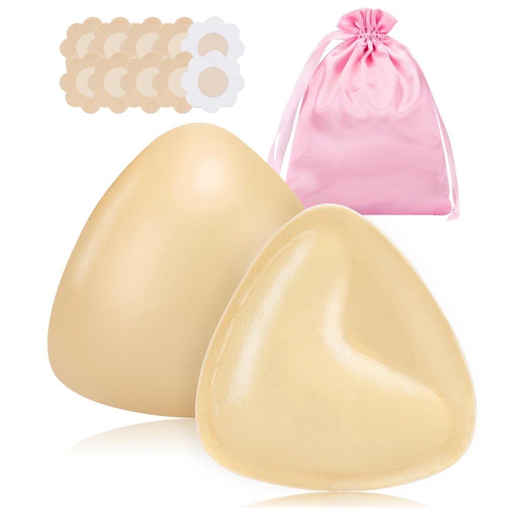 Sticky Silicone Bra Pads with Nipple Covers  C Cup Push-Up Inserts for Bikini