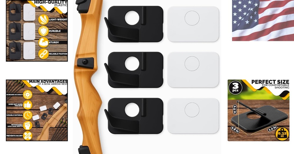 Versatile Arrow Rest Set for Recurve and Compound Bows - 6 Durable Components