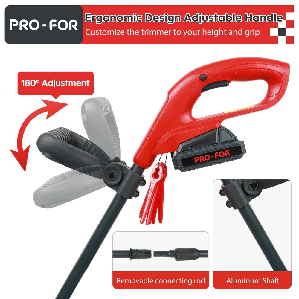 20V Lightweight Stringless Grass Trimmer, Battery Powered Weed Eater, Cordles...