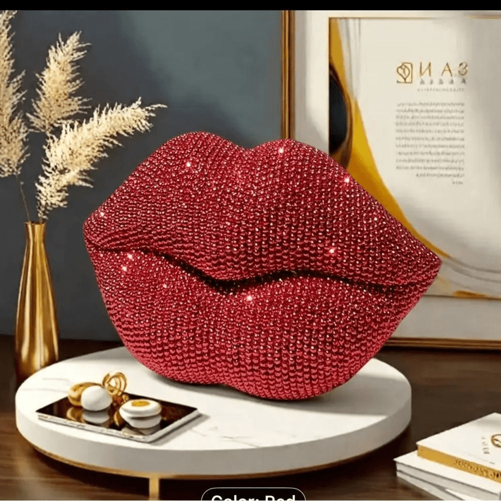 Glamorous Red Lip-Shaped Crystal resin  Decor