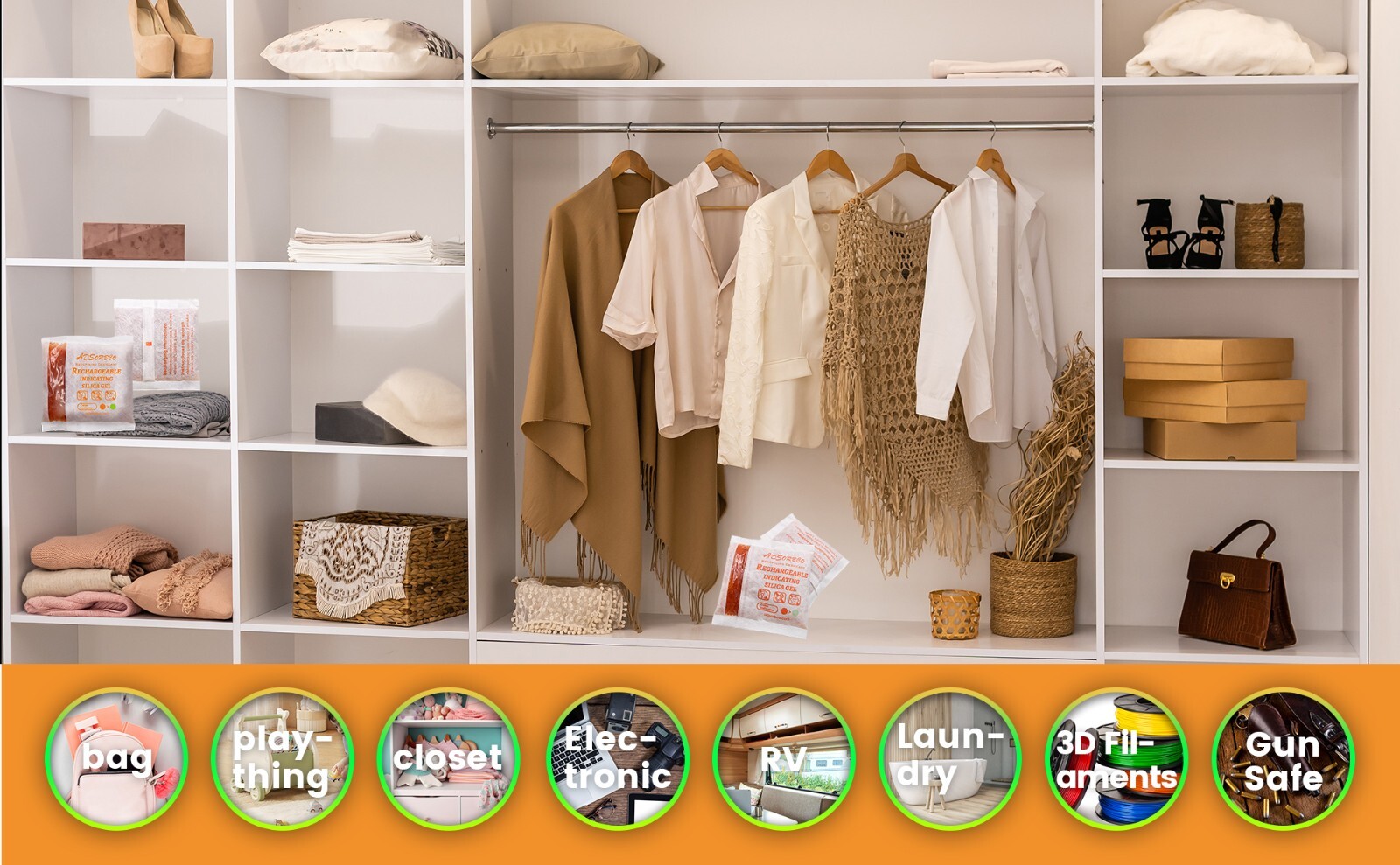 [500g 10p]Adsorbco Rechargeable Desiccant Packs, Indicating Silica Gel Packets