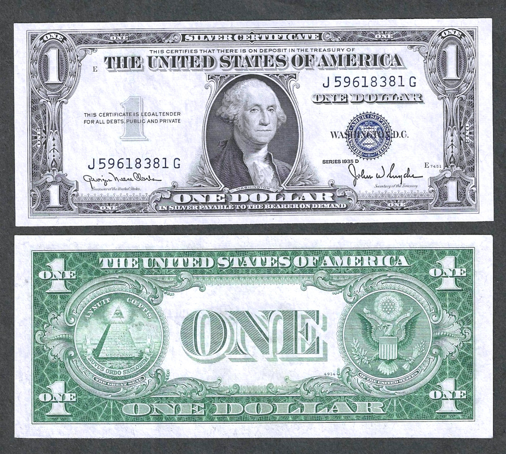 1935-D $1 SILVER CERTIFICATE ** WIDE ** GEM CRISP NEW ** MULTIPLES AVAILABLE