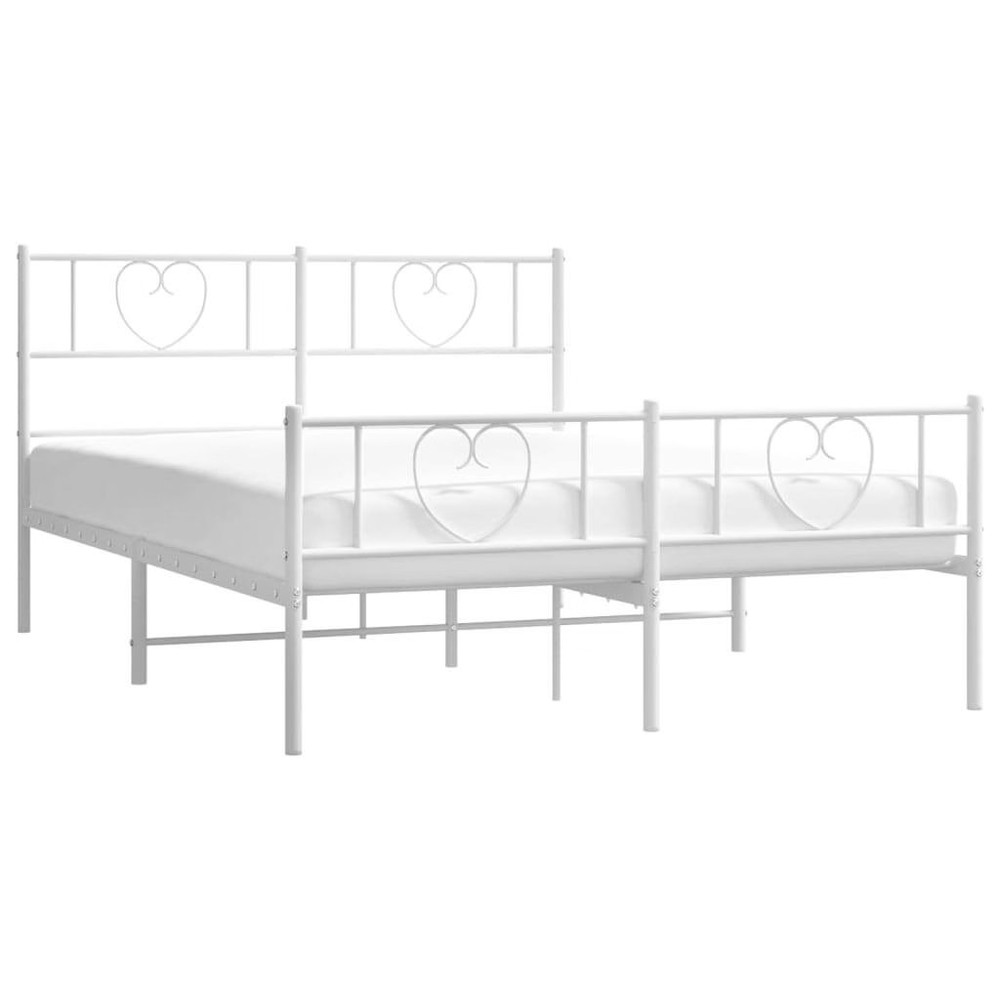 Bed Frame White Powder-coated steel King Bed Frame Rectangular