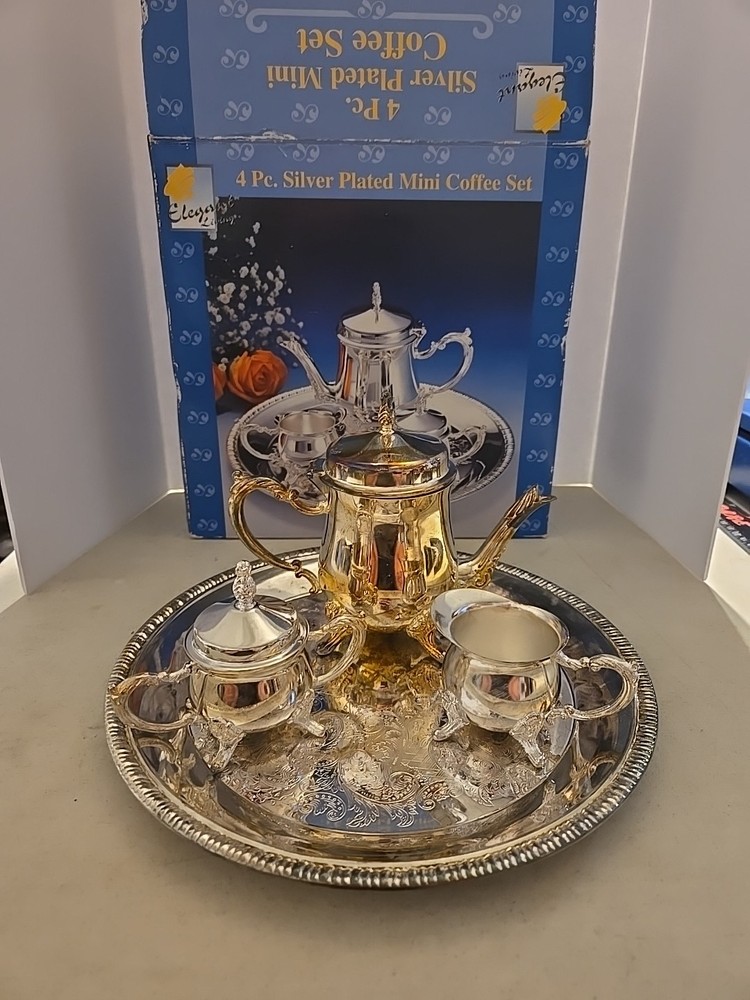 4 Pc. Silver Plated Mini Coffee Set