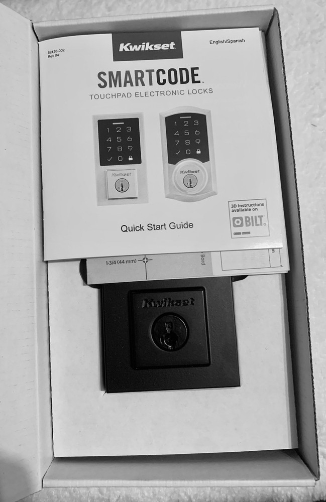 Kwikset SmartCode Touchpad Electronic Lock Black with Quick Start Guide