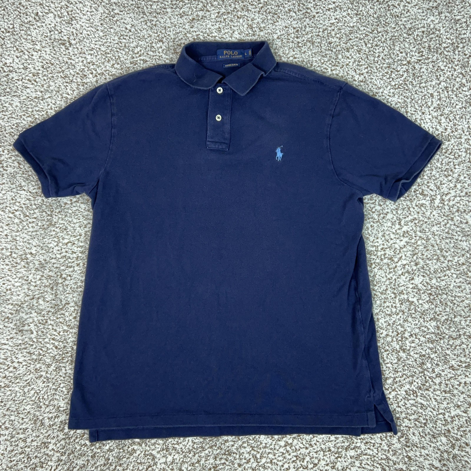 Polo Ralph Lauren Custom Slim Fit Polo Shirt Mens Large Navy