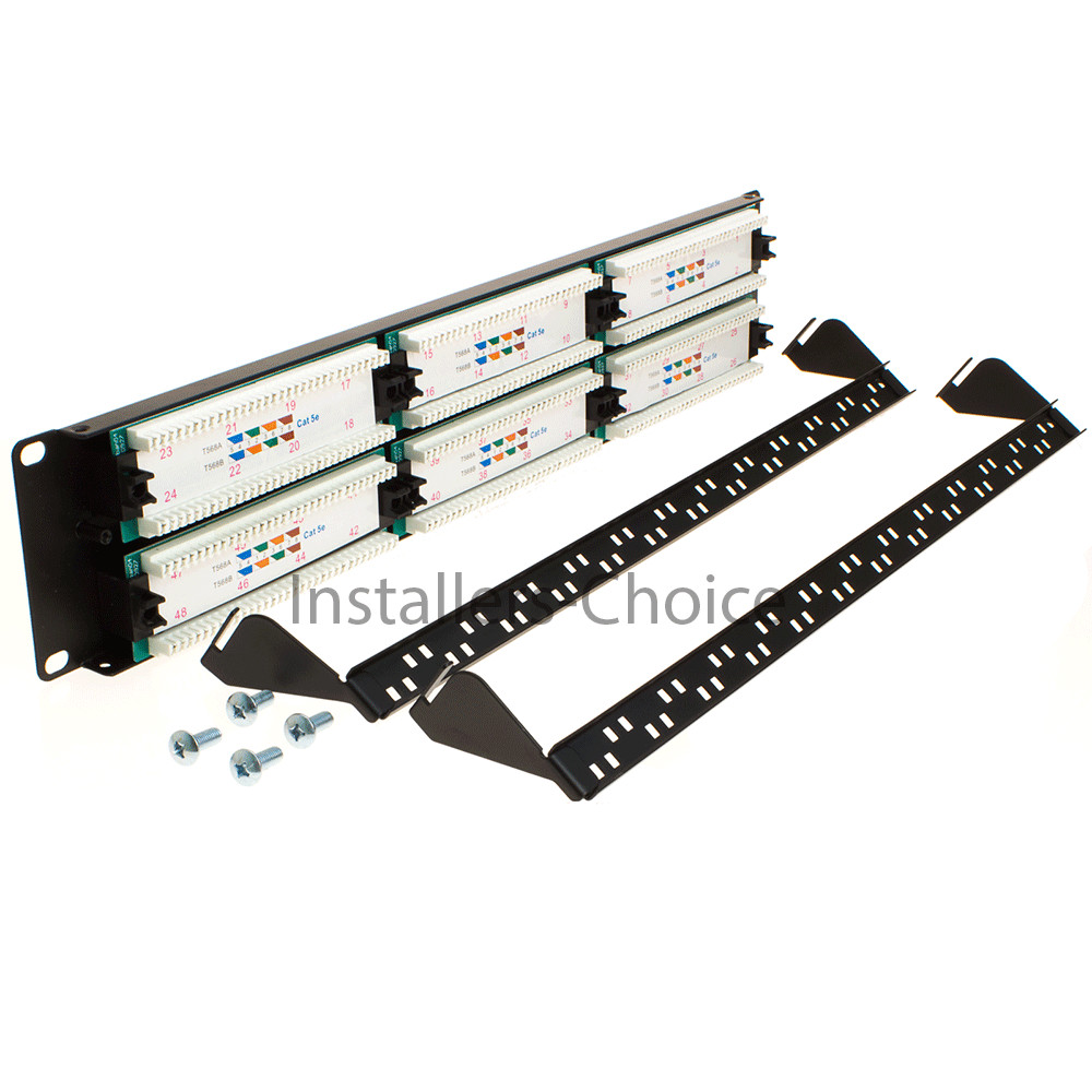 48 Port Cat5e Patch Panel Wall Mount Bracket RJ45 110 UTP Ethernet Network