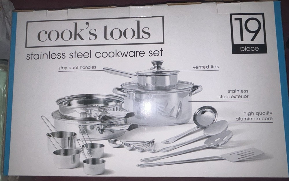 Cook’s Tools 19-Piece Stainless Steel Cookware Set | Serving Tools