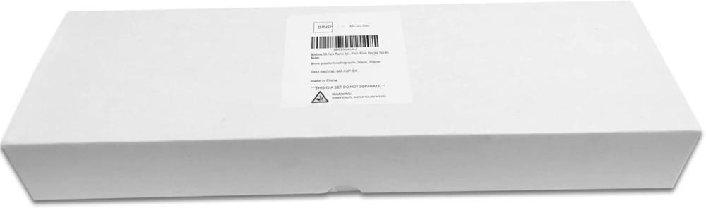 50-Pack Plastic Spiral Binding Coils 8mm Black for Letter Size Documents - 40...