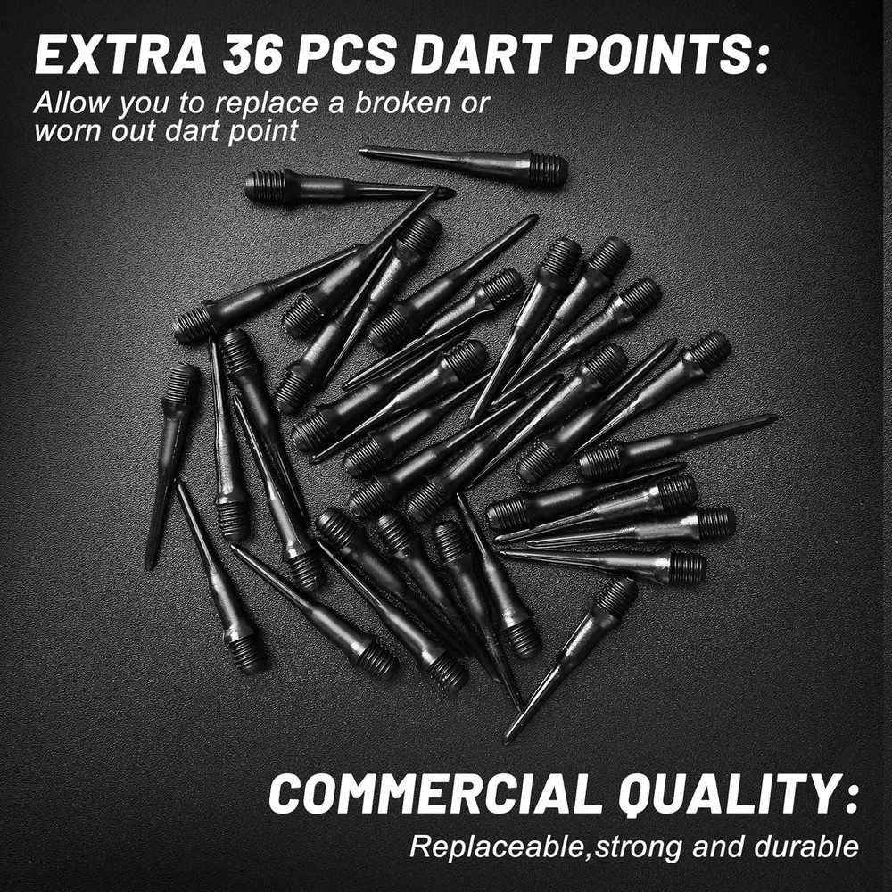 Soft Tip Darts Set 12 Pack Plastic Tips + 36 Replacement Points 14g