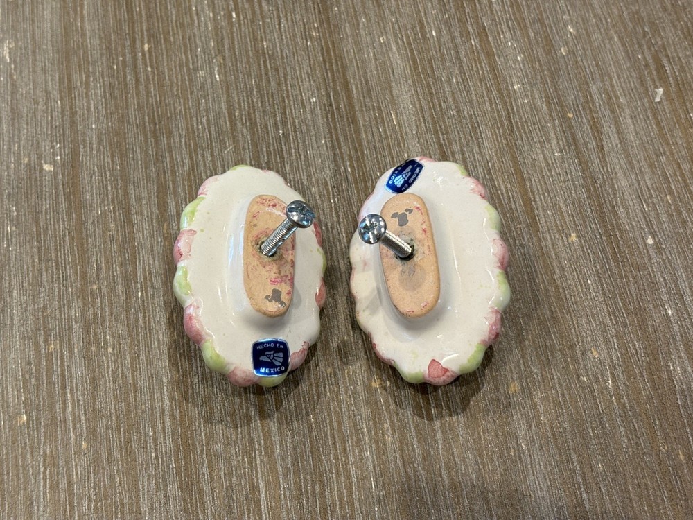 Mackenzie Childs ceramic set of 2 OVAL knobs