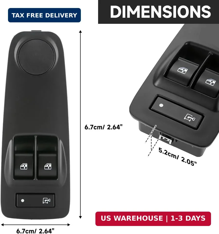 Front Driver Side Master Power Window Switch - Compatible for Ram ProMaster 1500