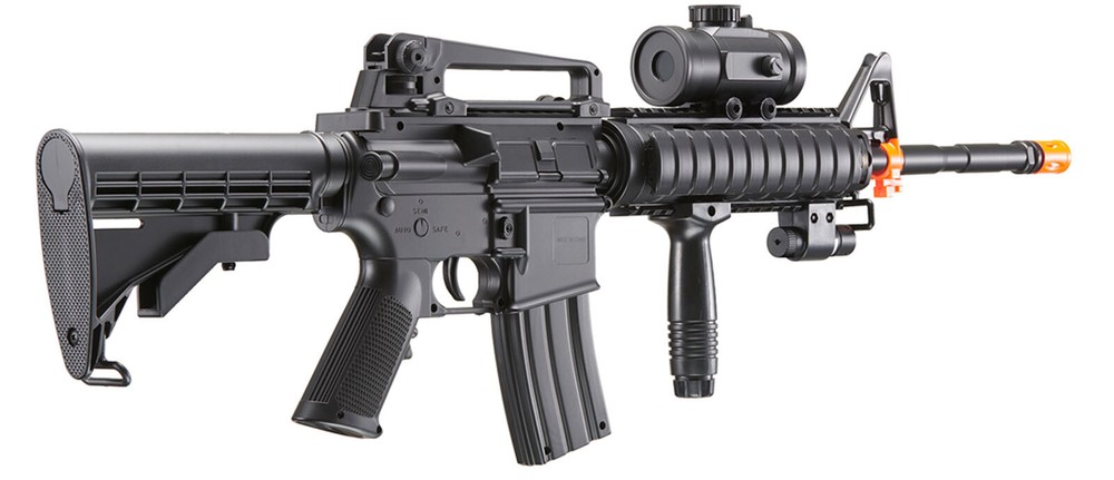 AirSoft Double Eagle M4 AEG Automatic Electric Rifle w/Flashlight & Red DOT Scop