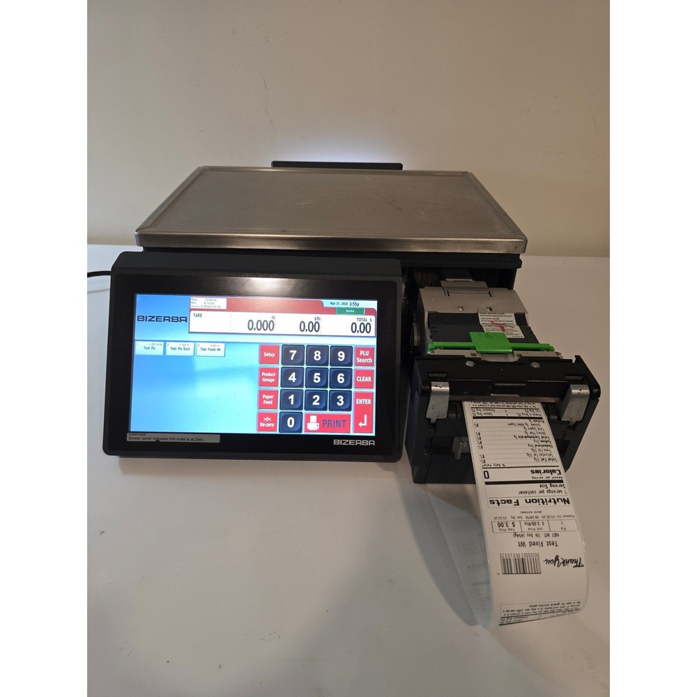 Bizerba XC 100 30lb Dual Range Touchscreen Label Printing Scale WiFi & Printer