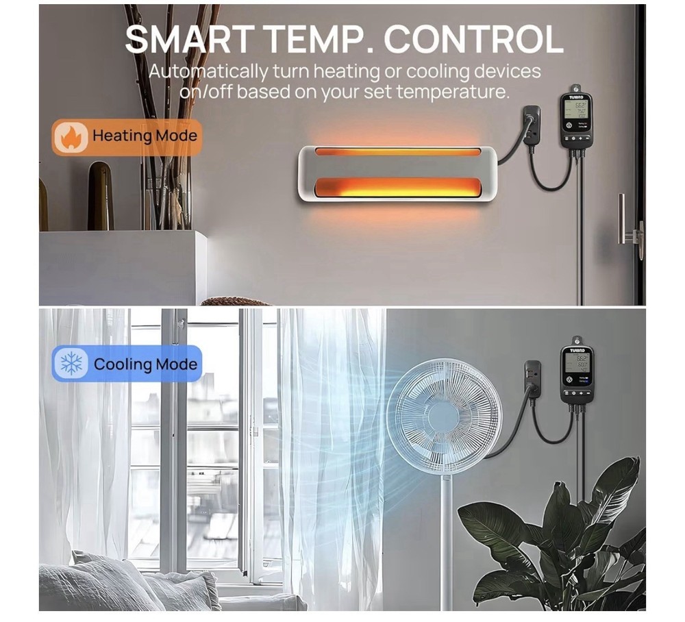TURBRO Smart Temperature Controller Heating Cooling, WiFi-Enabled Thermostat