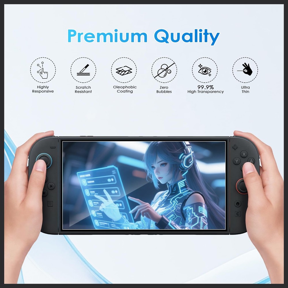 2X PROMO Bundle Switch 2 & OLED 7.9" Screen Protector 3-Pack Tempered Glass A...