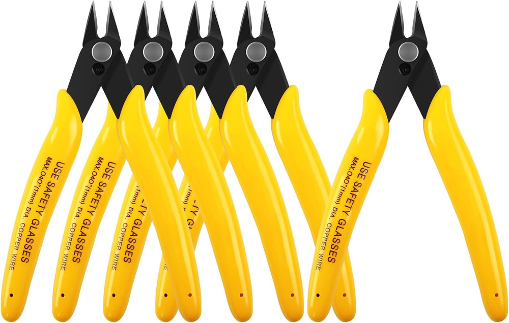 Hongway 5Pcs Micro Flush Cutters, Wire Cutter with Internal Spring, Diagonal Cut