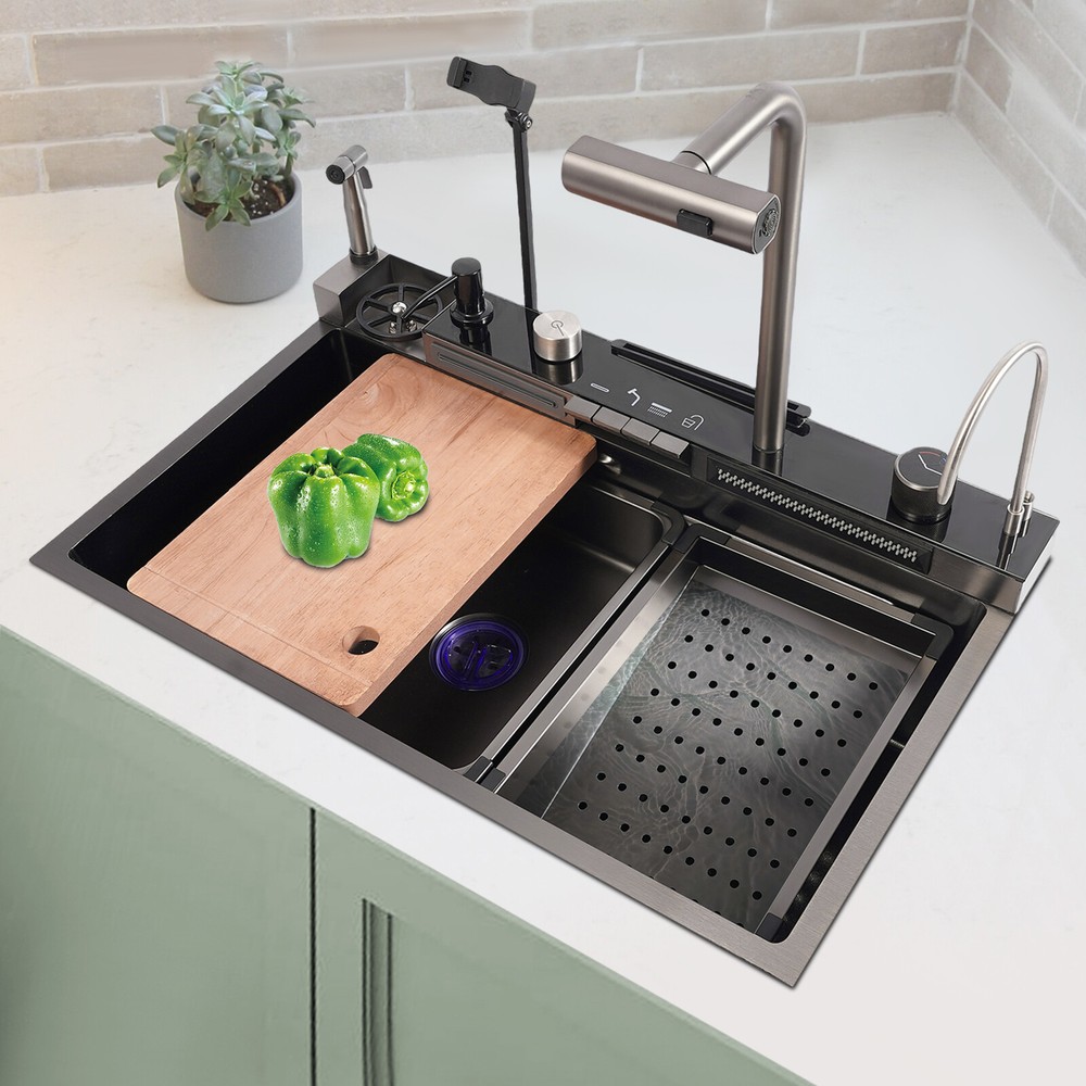 Sink Kitchen Sink Digital Display Stainless Steel Sink Kitchen Sink Rectangular