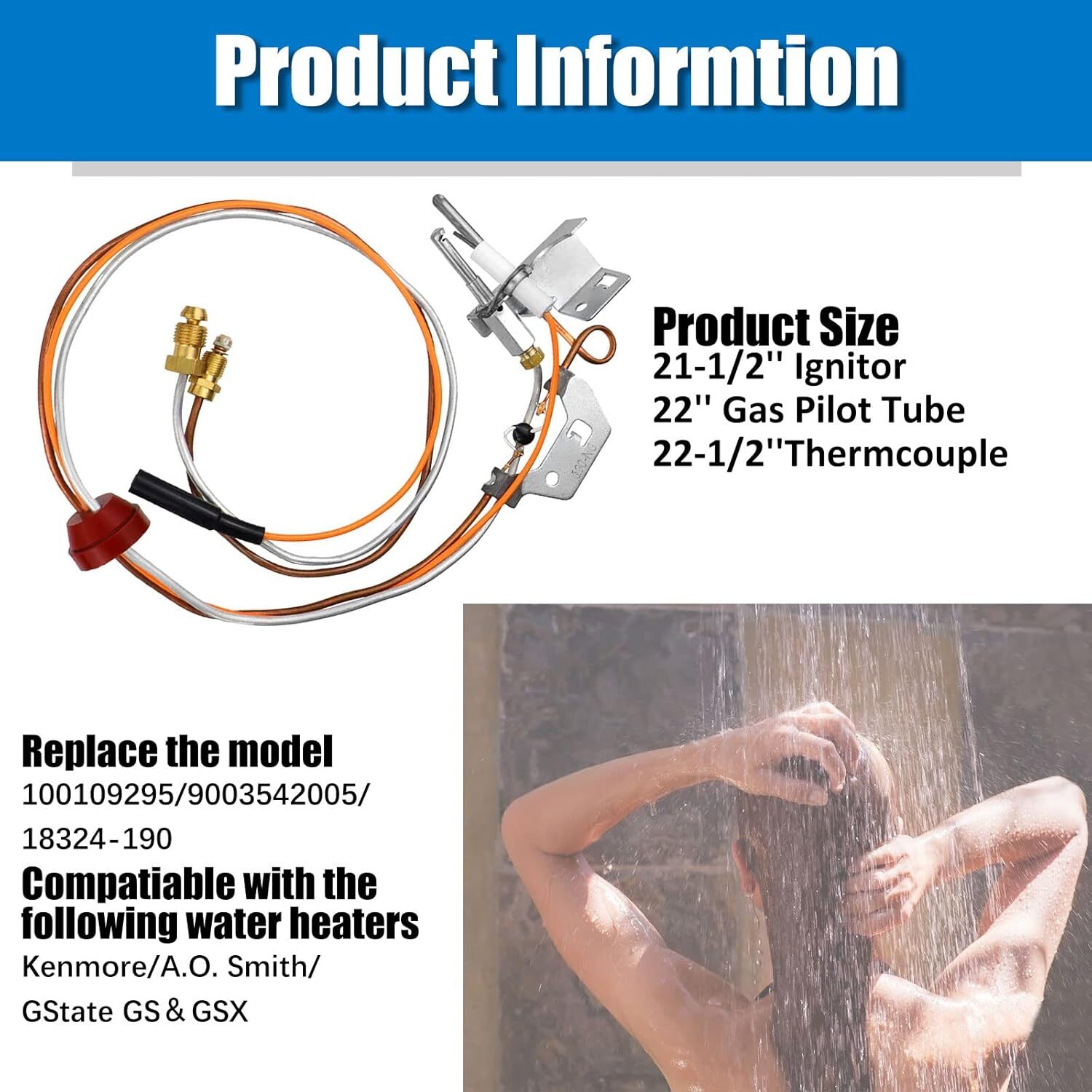 Pilot Assembly Replacement for Natural Gas Water Heater - Compatible & Warranty