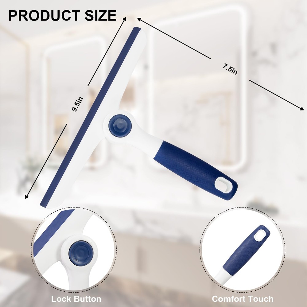 Window Squeegee for Glass Doors，All-Purpose 9.7” Gray 9.5" Window Squeegee