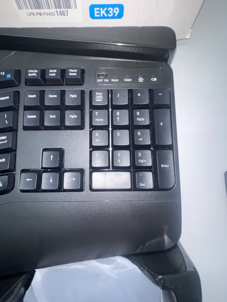 Wireless Keyboard and Mouse Combo, 2.4G Full Size Wave Keys Ergonomic