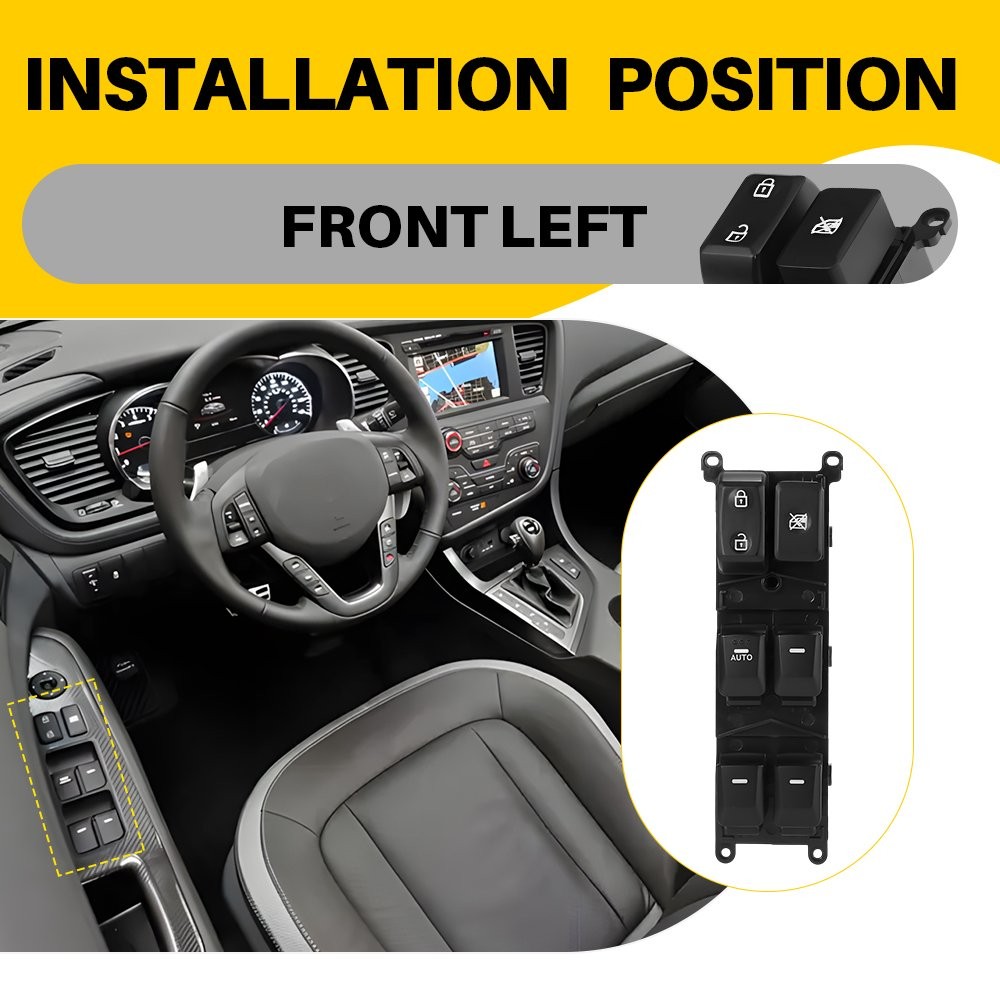 Power Window Control Switch Button Driver Side Front Black For Kia Rio 2012-2015