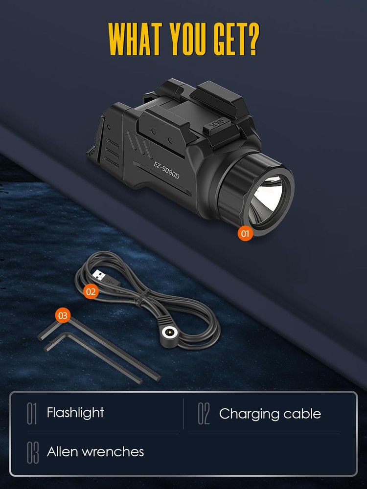 EZAIMING Weapon Light 1000 Lumen Compact Pistol Flashlight only