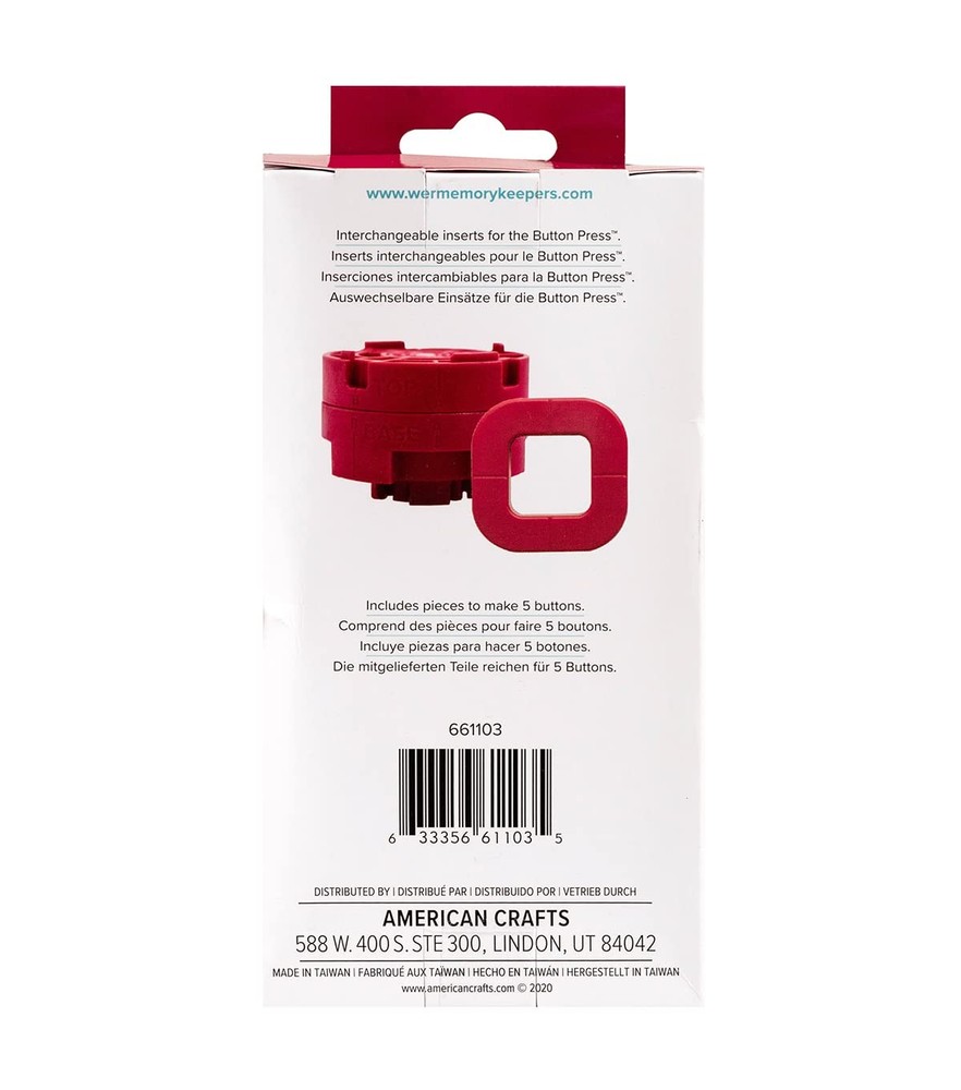 We R Memory Keepers Square Button Maker Insert for Custom Crafting Projects