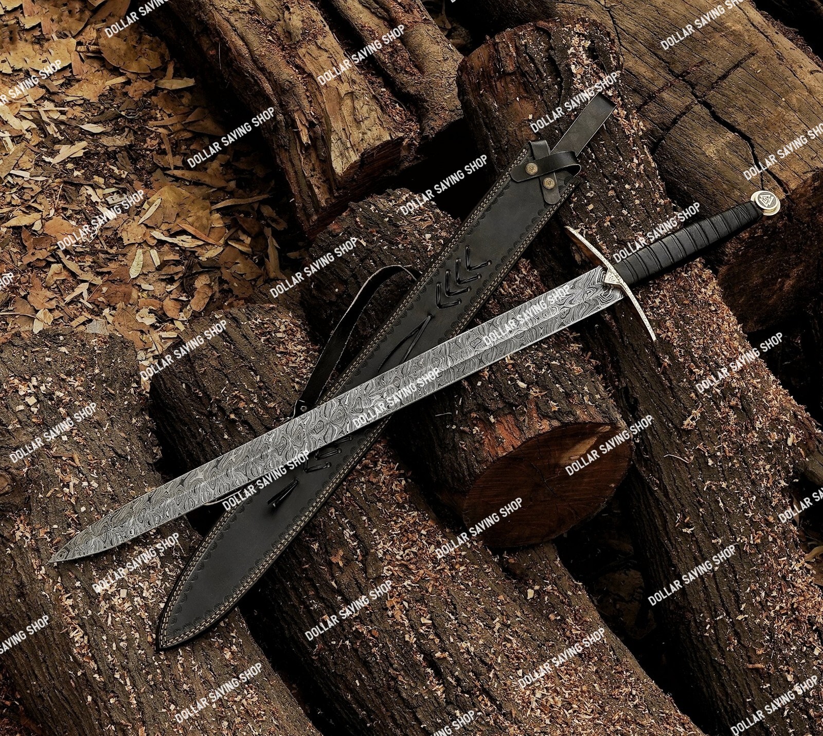 Damascus Steel Viking, Einherjar Blade of Valhalla / Norse Inspired long sword.