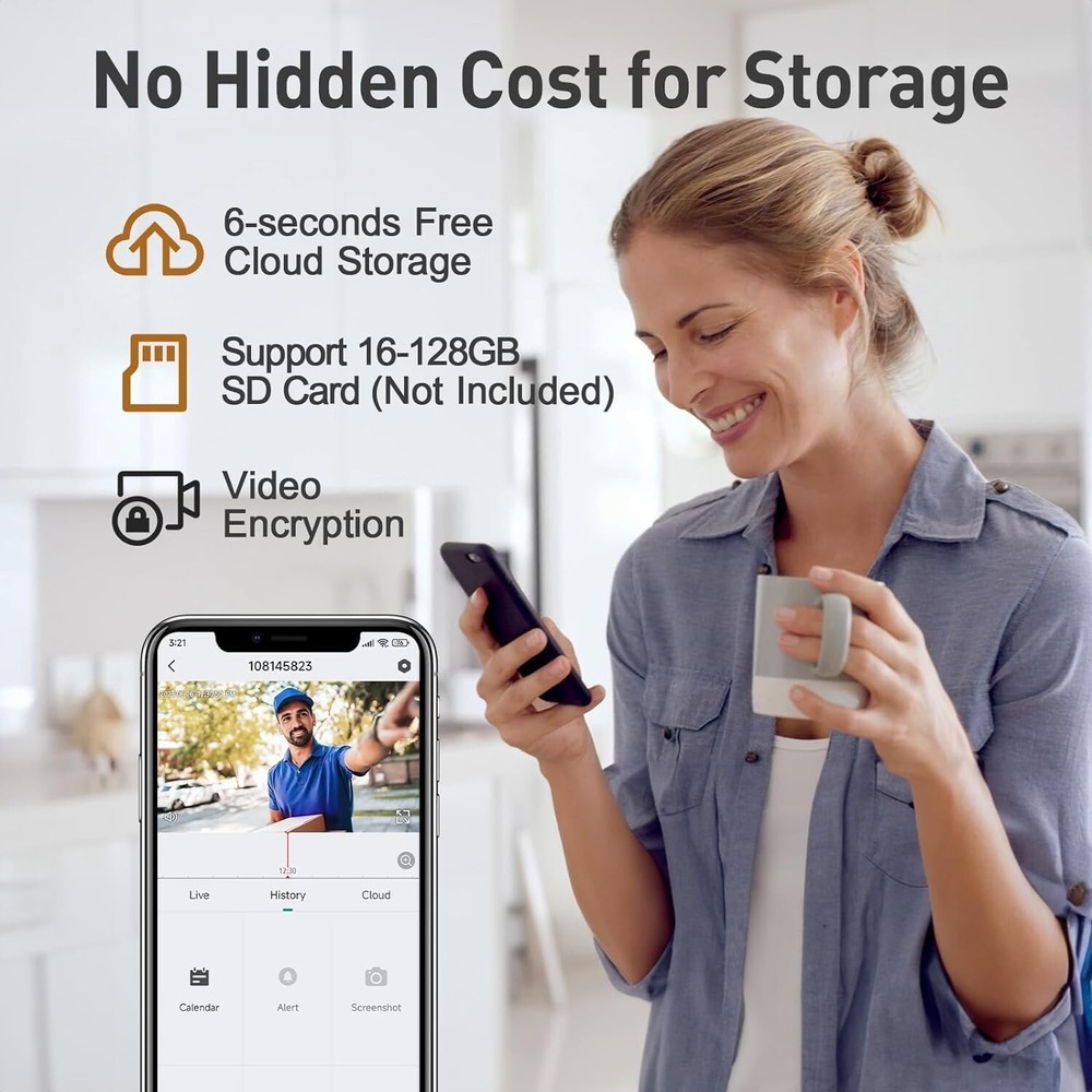 2K Wireless Doorbell Camera with No Subscription - Smart Home Security Solution