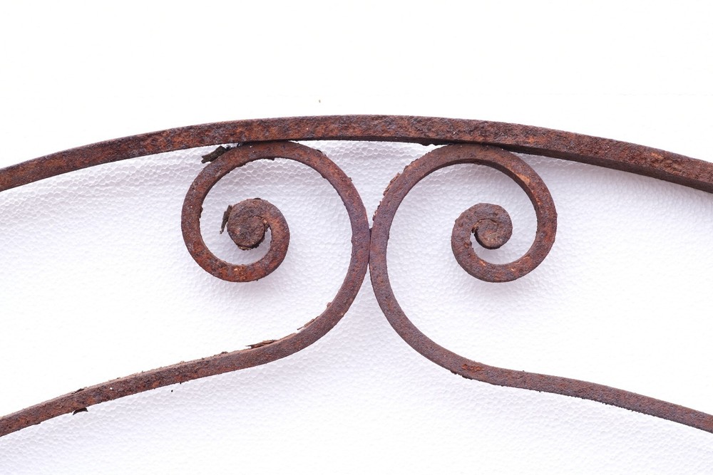 Antique Arched Spiraled Wrought Iron Transom Window
