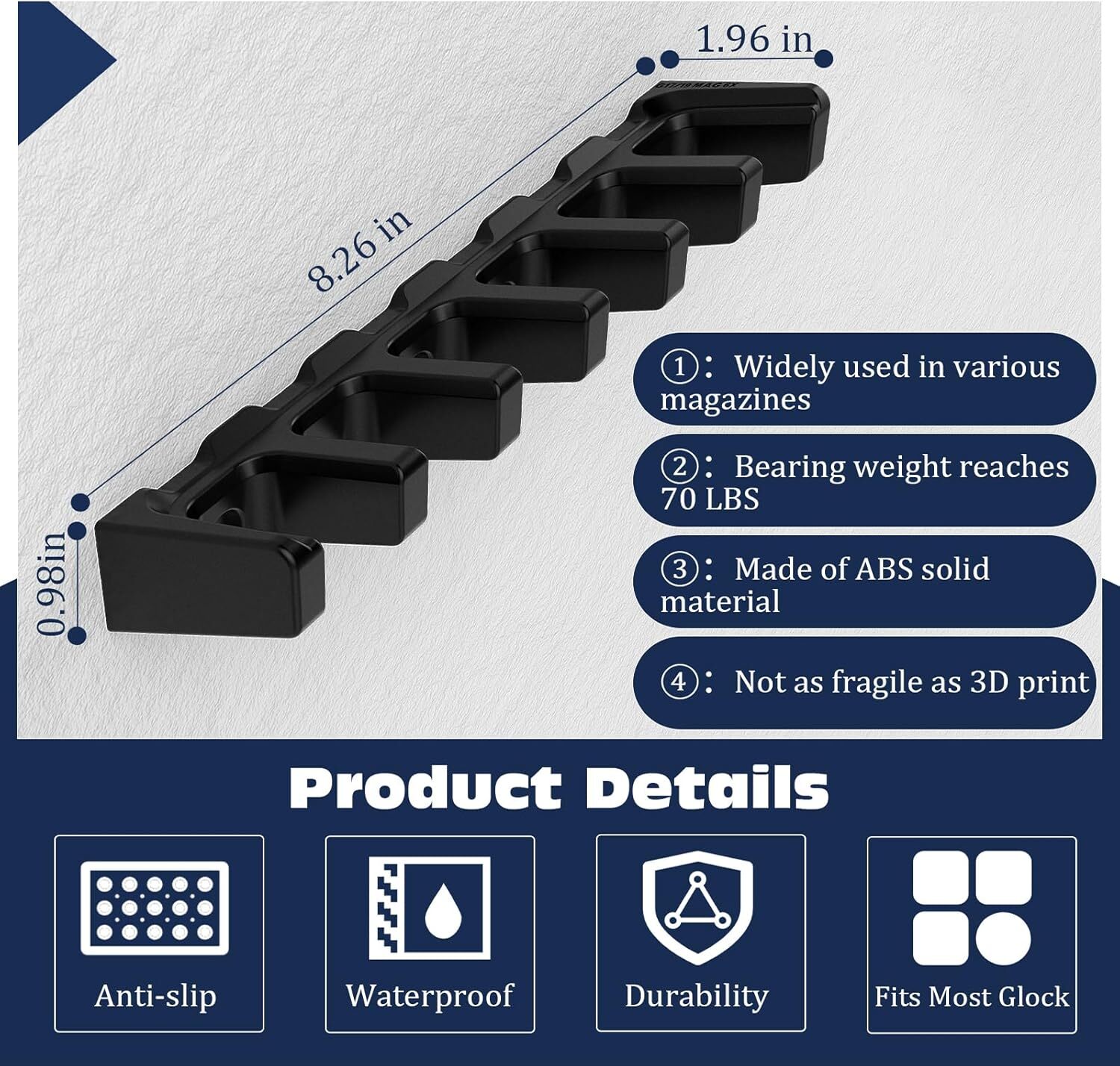 Magazine Holder for Glok 17 19 22 23 26 31 34. | Gun Safe Mag Storage Mount 2Pcs