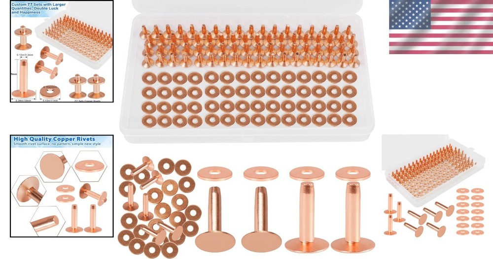 154pcs copper rivets for leather 12 smooth leather rivets without pattern pure
