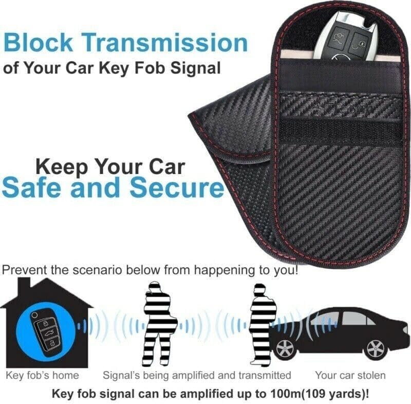 Universal Fit Faraday Signal Blocking Pouch for Keyless Car Entry Security