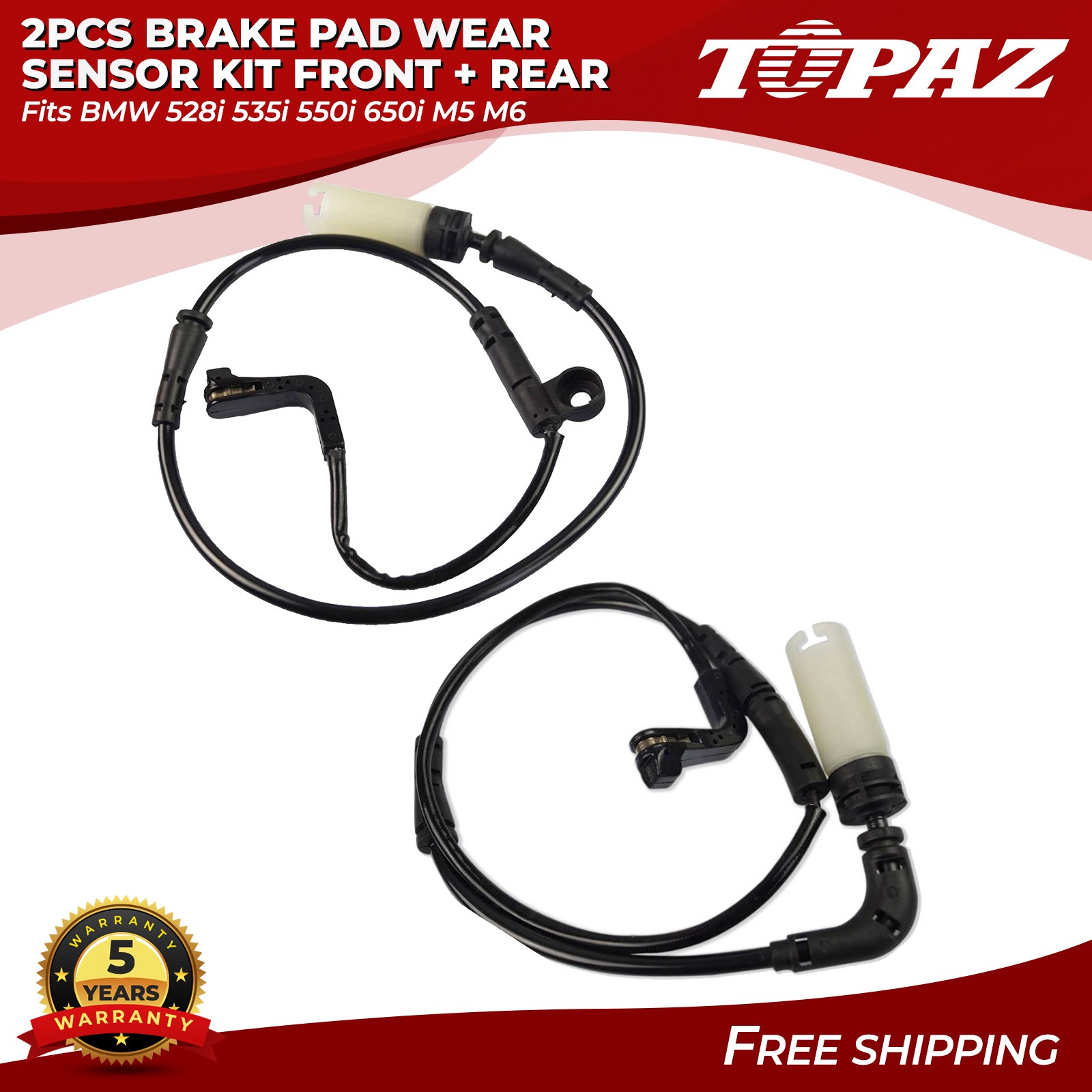 2PCS Brake Pad Wear Sensor Kit Front + Rear For BMW 528i 535i 550i 650i M5 M6