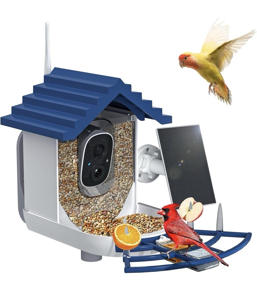 NAVFS Smart Bird Feeder with Camera Solar Powered & AI Bi rd Identification