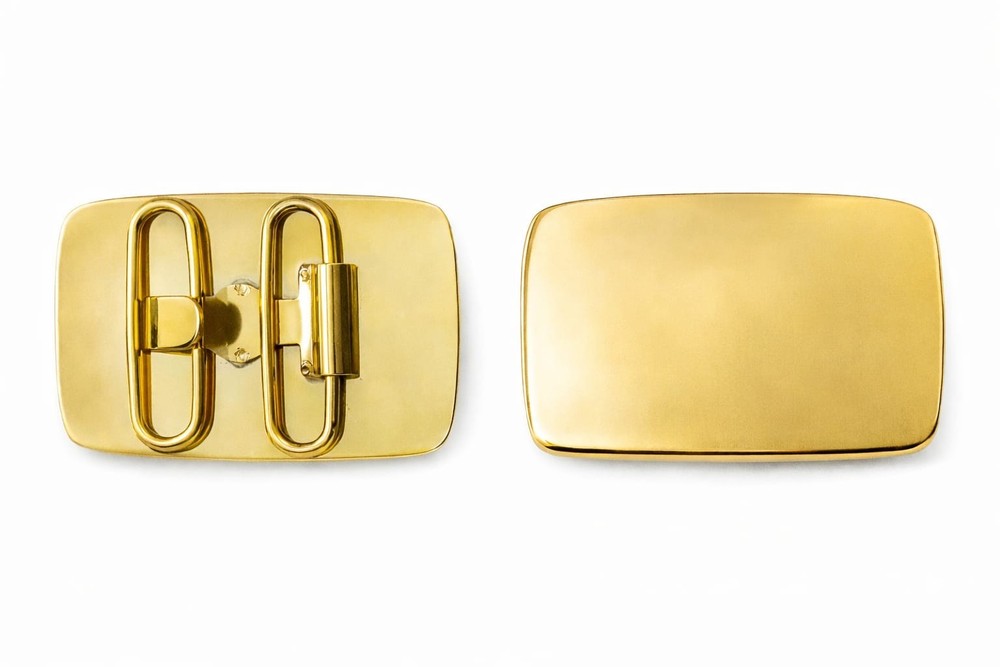 Solid Metal Belt Buckle Gold Tone Rectangle  9cm | Heavy Duty Replacement Buckle