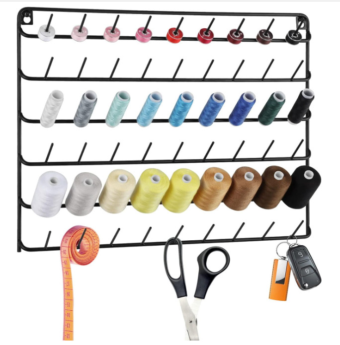 Wall-Mounted Thread Holder for 54 Spools - Metal Organizer (4 Pack)