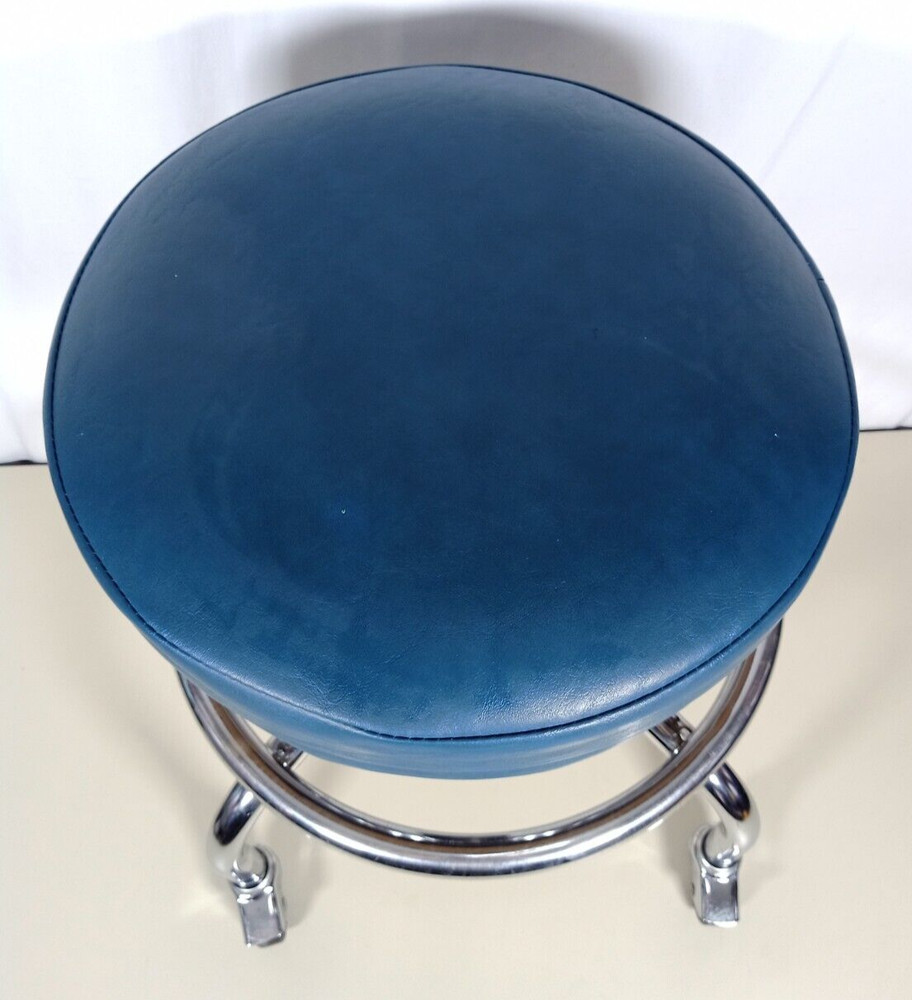 Clinton Industries Chrome Base Stool With Round Foot Ring - Royal Blue