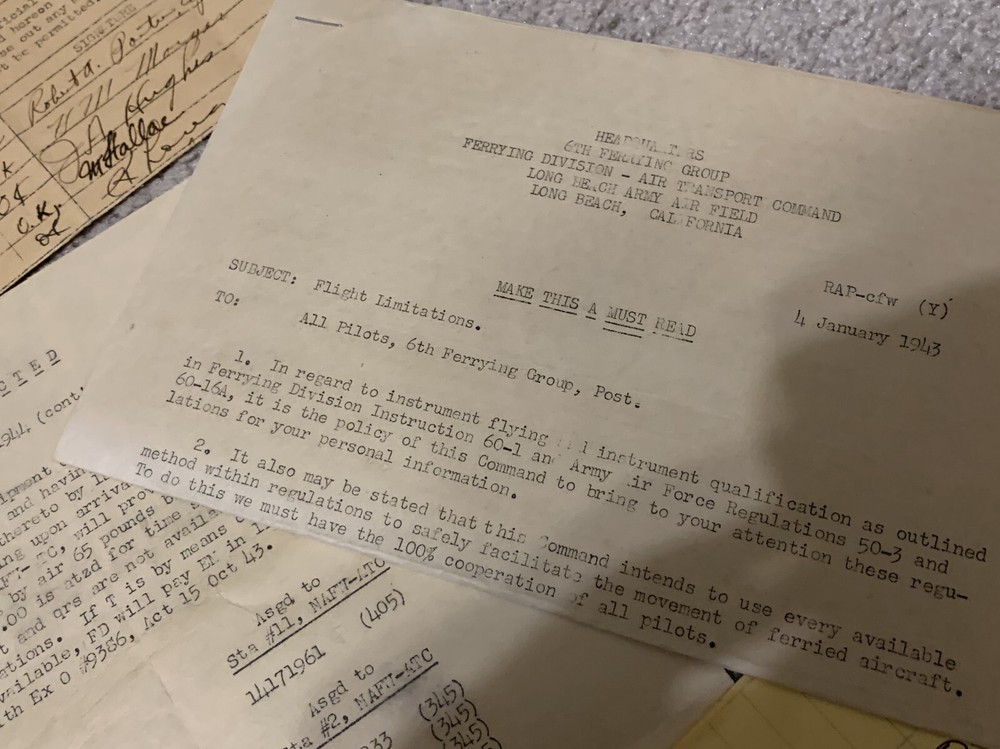 WWII ARMY TRANSPORT COMMAND PAPER LOT GROUP NORTH AFRICA 6TH FERRYING GROUP