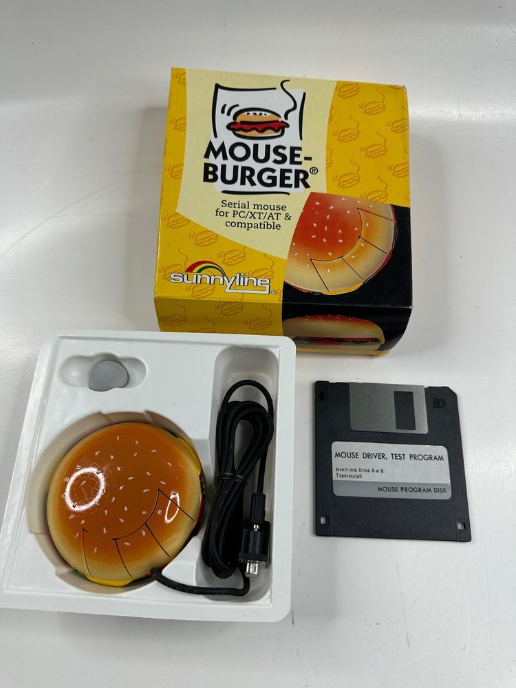 Computer Mouse Burger Mouse Sunnyline Serial Ball Vintage New