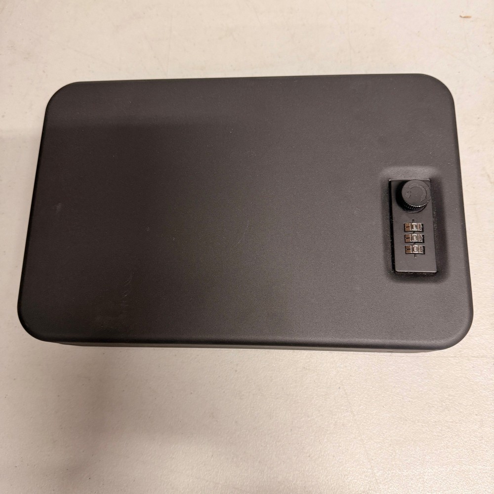 Amazon Basics Portable Lock Box Safe XXL, Black, Small Security Case with Combin