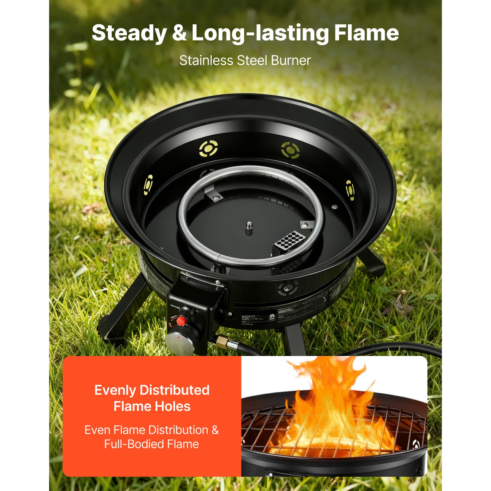 Uimoso 19-Inch Portable Propane Fire Pit, 53000BTU Gas Fire Bowl for Outdoor Use