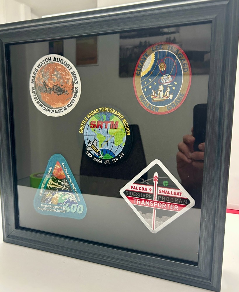 NASA Space Patch Display SRTM Falcon 9 Shuttle Framed Shadow Box