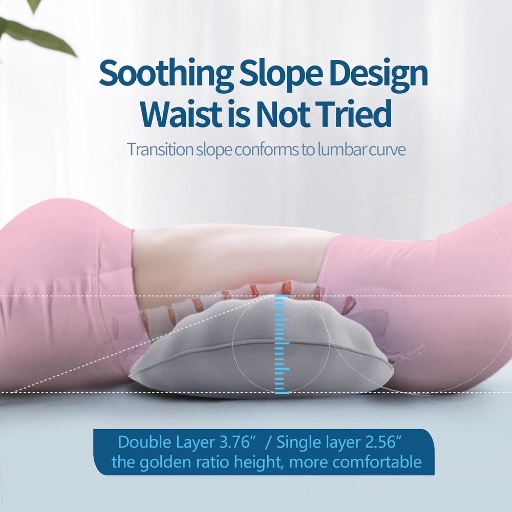 RESTCLOUD Adjustable Lumbar Support Includes 2 removable pads, Moon Grey