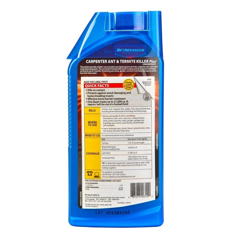 BioAdvanced Carpenter Ant & Termite Killer Plus, Concentrate, 40 Oz - NEW