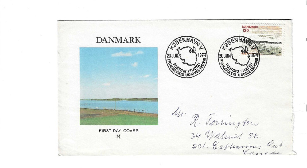 DENMARK 1974 FDC  sent to Canada