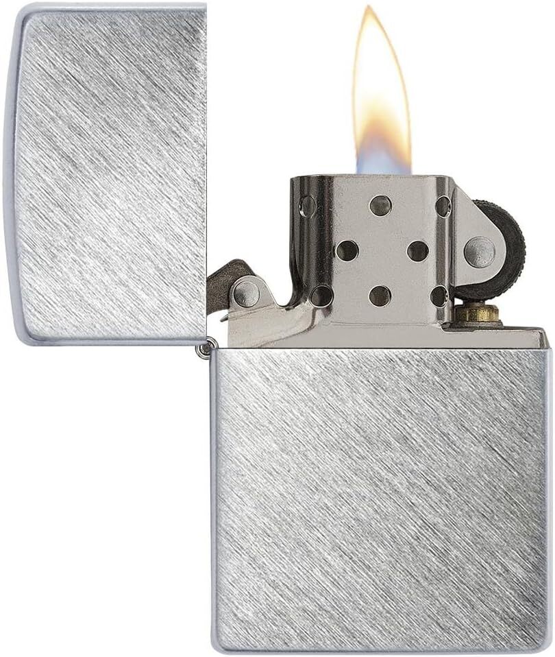 Zippo Lighter- Personalized Message Brushed Chrome Herringbone Sweep #24648