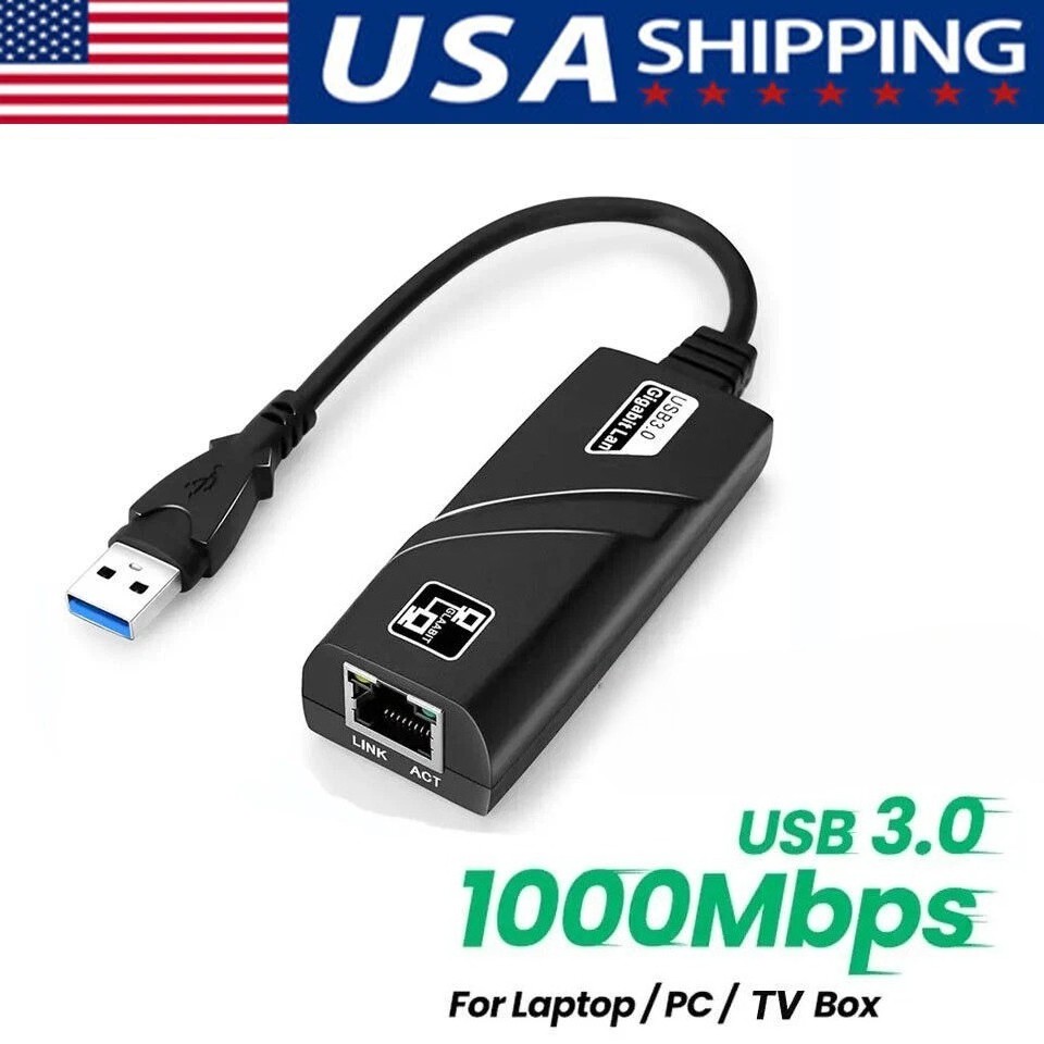 USB 3.0 Gigabit Ethernet LAN RJ45 1000Mbps Network Adapter For Windows PC Mac